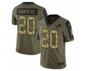 Men's Detroit Lions #20 Barry Sanders 2021 Olive Camo Salute To Service Limited Stitched Football Jersey