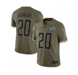 Men's Detroit Lions #20 Barry Sanders 2022 Olive Salute To Service Limited Stitched Jersey