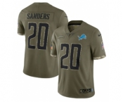 Men's Detroit Lions #20 Barry Sanders 2022 Olive Salute To Service Limited Stitched Jersey