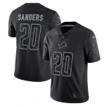 Men's Detroit Lions #20 Barry Sanders Black Reflective Limited Stitched Football Jersey