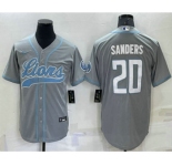 Men's Detroit Lions #20 Barry Sanders Grey Stitched MLB Cool Base Nike Baseball Jersey