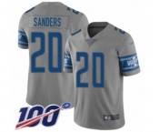 Men's Detroit Lions #20 Barry Sanders Limited Gray Inverted Legend 100th Season Football Jersey
