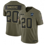 Men's Detroit Lions #20 Barry Sanders Olive 2025 Salute to Service Limited Football Stitched Jersey