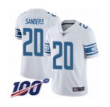 Men's Detroit Lions #20 Barry Sanders White Vapor Untouchable Limited Player 100th Season Football Jersey