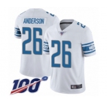 Men's Detroit Lions #26 C.J. Anderson White Vapor Untouchable Limited Player 100th Season Football Jersey