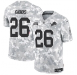 Men's Detroit Lions #26 Jahmyr Gibbs 2024 F.U.S.E Arctic Camo Salute To Service Limited Stitched Football Jersey
