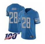Men's Detroit Lions #28 Quandre Diggs Blue Team Color Vapor Untouchable Limited Player 100th Season Football Jersey