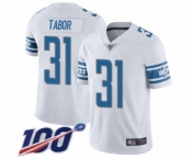 Men's Detroit Lions #31 Teez Tabor White Vapor Untouchable Limited Player 100th Season Football Jersey