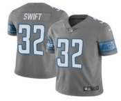Men's Detroit Lions #32 DAndre Swift 2021 Gray Vapor Untouchable Limited Stitched Jersey
