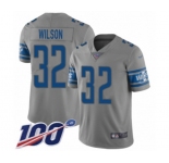 Men's Detroit Lions #32 Tavon Wilson Limited Gray Inverted Legend 100th Season Football Jersey