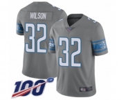 Men's Detroit Lions #32 Tavon Wilson Limited Steel Rush Vapor Untouchable 100th Season Football Jersey