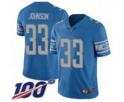 Men's Detroit Lions #33 Kerryon Johnson Blue Team Color Vapor Untouchable Limited Player 100th Season Football Jersey