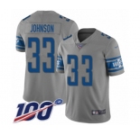 Men's Detroit Lions #33 Kerryon Johnson Limited Gray Inverted Legend 100th Season Football Jersey