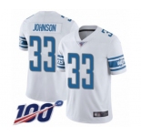 Men's Detroit Lions #33 Kerryon Johnson White Vapor Untouchable Limited Player 100th Season Football Jersey