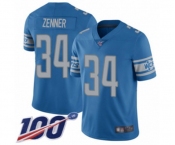 Men's Detroit Lions #34 Zach Zenner Blue Team Color Vapor Untouchable Limited Player 100th Season Football Jersey