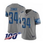 Men's Detroit Lions #34 Zach Zenner Limited Gray Inverted Legend 100th Season Football Jersey