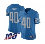 Men's Detroit Lions #40 Jarrad Davis Blue Team Color Vapor Untouchable Limited Player 100th Season Football Jersey