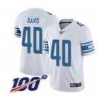 Men's Detroit Lions #40 Jarrad Davis White Vapor Untouchable Limited Player 100th Season Football Jersey