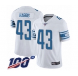 Men's Detroit Lions #43 Will Harris White Vapor Untouchable Limited Player 100th Season Football Jersey