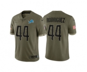 Men's Detroit Lions #44 Malcolm Rodriguez Olive 2022 Salute To Service Limited Stitched Jersey