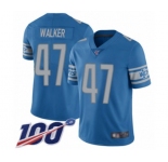 Men's Detroit Lions #47 Tracy Walker Blue Team Color Vapor Untouchable Limited Player 100th Season Football Jersey