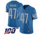 Men's Detroit Lions #47 Tracy Walker Blue Team Color Vapor Untouchable Limited Player 100th Season Football Jersey
