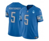 Men's Detroit Lions #5 David Montgomery Blue 2023 F.U.S.E. 90th Anniversary Vapor Untouchable Limited Stitched Jersey