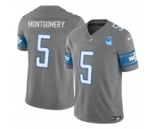 Men's Detroit Lions #5 David Montgomery Gray 2023 F.U.S.E. 90th Anniversary Vapor Untouchable Limited Stitched Jersey