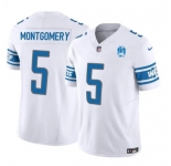 Men's Detroit Lions #5 David Montgomery White 2023 F.U.S.E. 90th Anniversary Vapor Untouchable Limited Stitched Jersey