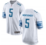 Men's Detroit Lions #5 David Montgomery White Football Stitched Game Jersey