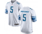 Men's Detroit Lions #5 David Montgomery White Football Stitched Game Jersey