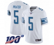 Men's Detroit Lions #5 Matt Prater White Vapor Untouchable Limited Player 100th Season Football Jersey
