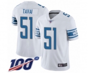 Men's Detroit Lions #51 Jahlani Tavai White Vapor Untouchable Limited Player 100th Season Football Jersey
