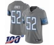 Men's Detroit Lions #52 Christian Jones Limited Steel Rush Vapor Untouchable 100th Season Football Jersey