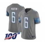 Men's Detroit Lions #6 Sam Martin Limited Steel Rush Vapor Untouchable 100th Season Football Jersey