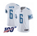 Men's Detroit Lions #6 Sam Martin White Vapor Untouchable Limited Player 100th Season Football Jersey