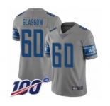 Men's Detroit Lions #60 Graham Glasgow Limited Gray Inverted Legend 100th Season Football Jersey