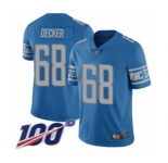 Men's Detroit Lions #68 Taylor Decker Blue Team Color Vapor Untouchable Limited Player 100th Season Football Jersey