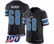 Men's Detroit Lions #68 Taylor Decker Limited Black Rush Vapor Untouchable 100th Season Football Jersey
