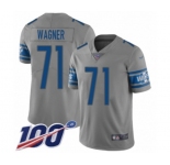 Men's Detroit Lions #71 Ricky Wagner Limited Gray Inverted Legend 100th Season Football Jersey