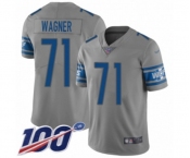 Men's Detroit Lions #71 Ricky Wagner Limited Gray Inverted Legend 100th Season Football Jersey