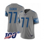 Men's Detroit Lions #77 Frank Ragnow Limited Gray Inverted Legend 100th Season Football Jersey