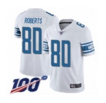 Men's Detroit Lions #80 Michael Roberts White Vapor Untouchable Limited Player 100th Season Football Jersey