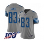 Men's Detroit Lions #83 Jesse James Limited Gray Inverted Legend 100th Season Football Jersey