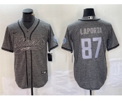Men's Detroit Lions #87 Sam LaPorta Gray Cool Base Stitched Baseball Jersey