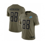 Men's Detroit Lions #88 T. J. Hockenson 2022 Olive Salute To Service Limited Stitched Jersey