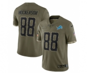 Men's Detroit Lions #88 T. J. Hockenson 2022 Olive Salute To Service Limited Stitched Jersey