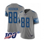 Men's Detroit Lions #88 T.J. Hockenson Limited Gray Inverted Legend 100th Season Football Jersey