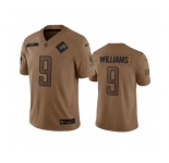 Men's Detroit Lions #9 Jameson Williams 2023 Brown Salute To Service Limited Football Stitched Jersey