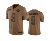 Men's Detroit Lions #9 Jameson Williams 2023 Brown Salute To Service Limited Football Stitched Jersey